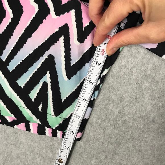 90s Brooklyn Cloth Swim Trunks Medium Volley Surf Board Neon Zig Zag 6.5 Inseam - Picture 7 of 11